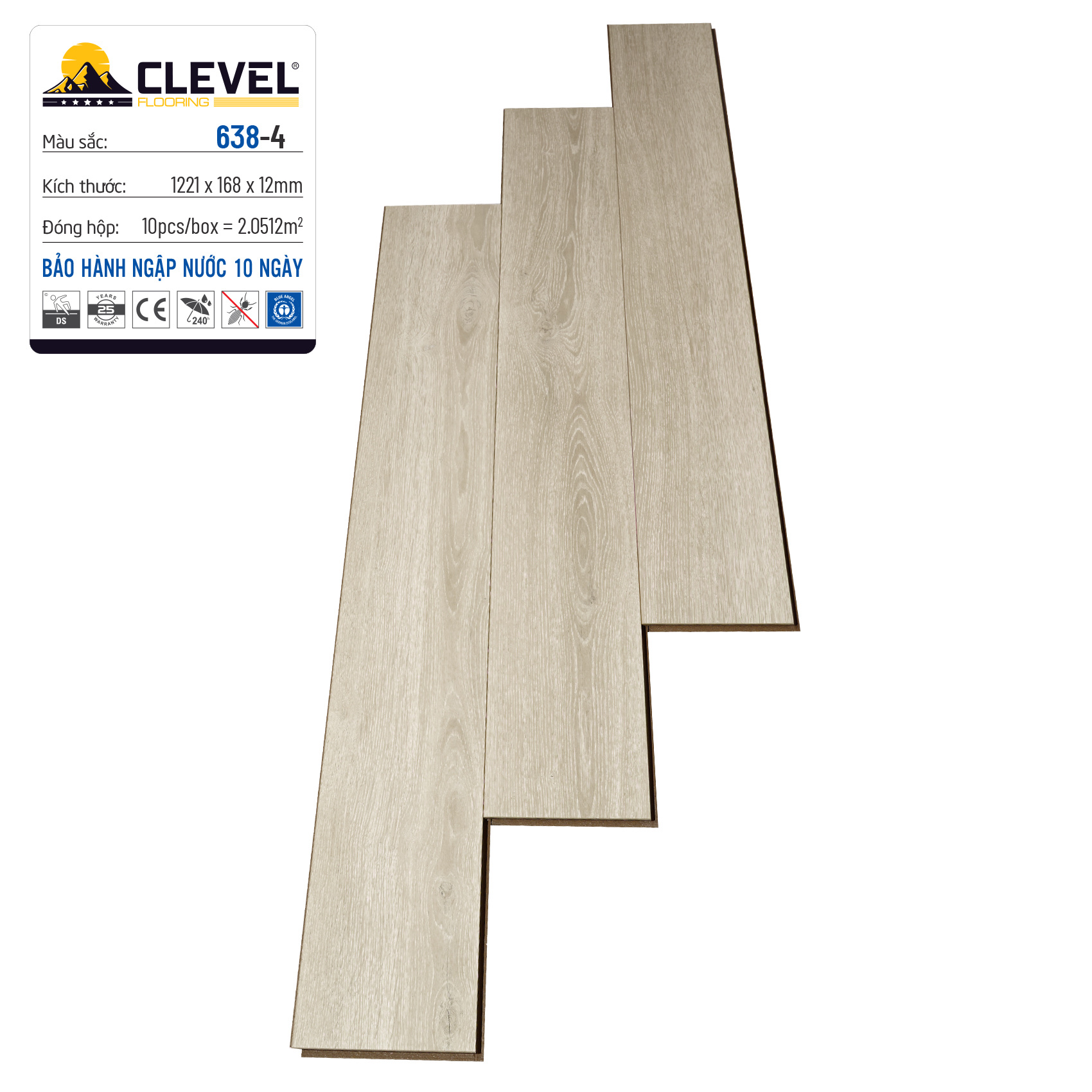 Sàn gỗ CLEVER sần theo vân 638 - 4